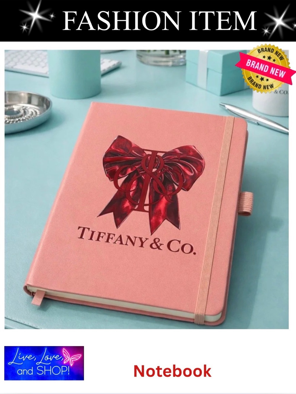 NOTEBOOK: Coral Featuring a Red/Maroon Bow, NWOT